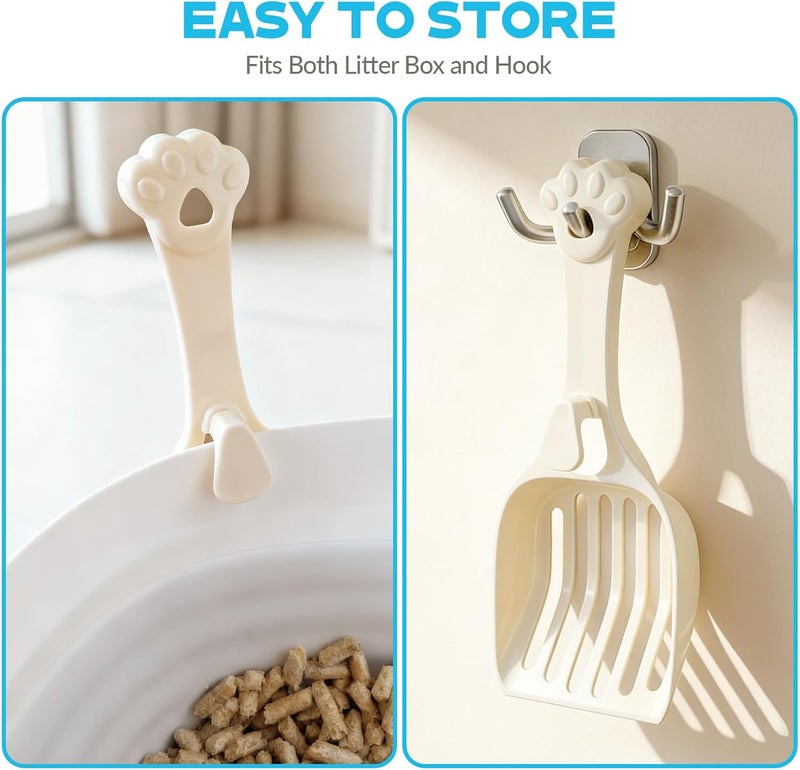 Depets Cat Litter Scoop, Litter Scoop with Wide Slats, Kitty Litter Scooper for Pine Pellets, Durable Plastic Litter Sifter Scoop - Designed for Easy Sifting, Milky White - Image 5